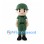 Soldier Mascot Costume with Green Helmet and Uniform