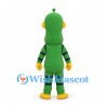 Alien Mascot Costume in Green with Yellow Face and Striped Limbs