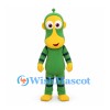 Alien Mascot Costume in Green with Yellow Face and Striped Limbs