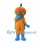 Orange Mascot Costume with Green Superhero Cape and Blue Gloves