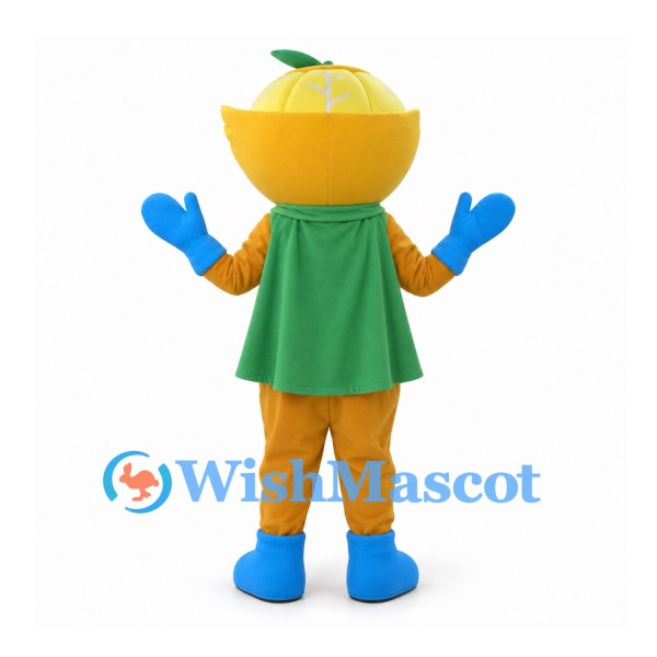 Lemon Mascot Costume with Green Eye Mask and Blue Boots