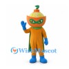 Orange Mascot Costume with Sliced Fruit Head and Green Cape