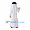 Man Mascot Costume with White Robe, Headscarf and Black Glasses