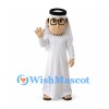 Man Mascot Costume with White Robe, Headscarf and Black Glasses