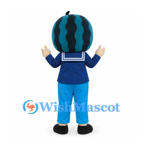 Watermelon Boy Mascot Costume with Navy Sailor Jacket