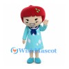 Apple Girl Mascot Costume with Light Blue Dress