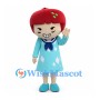 Apple Girl Mascot Costume with Light Blue Dress