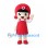Girl Mascot Costume with Red Round Hair and Pinafore Dress