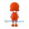 Girl Mascot Costume with Orange Hair and Overalls