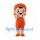 Girl Mascot Costume with Orange Hair and Overalls
