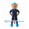 Leopard Mascot Costume with Navy Sports Uniform and Blue Crest