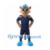 Leopard Mascot Costume with Navy Sports Uniform and Blue Crest