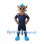 Leopard Mascot Costume with Navy Sports Uniform and Blue Crest