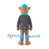 Leopard Mascot Costume with Gray Suit and Blue Shirt