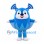 Blue Monster Mascot Costume with Striped Antennae and Round Body