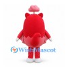 Cat Mascot Costume in Red with Pink Petal Skirt