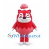 Cat Mascot Costume in Red with Pink Petal Skirt
