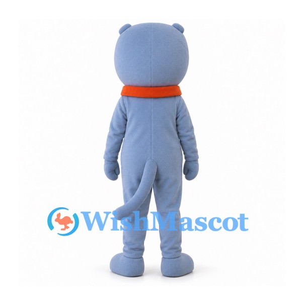 Cat Mascot Costume in Blue Gray with Orange Collar