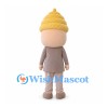Boy Mascot Costume with Yellow Swirl Hat and Brown Outfit
