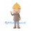 Boy Mascot Costume with Yellow Swirl Hat and Brown Outfit