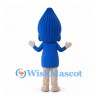 Boy Mascot Costume with Tall Blue Hair and Blue Shirt