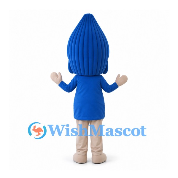 Boy Mascot Costume with Tall Blue Hair and Blue Shirt
