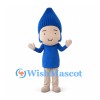 Boy Mascot Costume with Tall Blue Hair and Blue Shirt