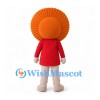 Boy Mascot Costume with Round Orange Hair and Red Shirt