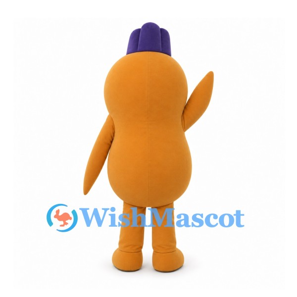 One-Eyed Monster Mascot Costume in Orange with Purple Crest