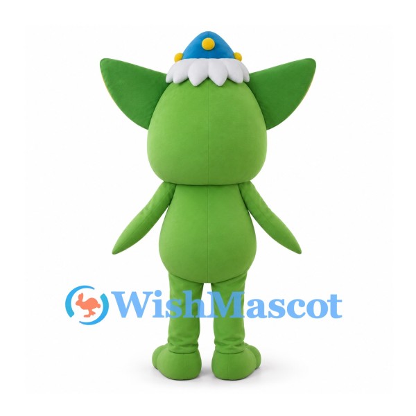 One-Eyed Monster Mascot Costume in Green with Pointed Ears