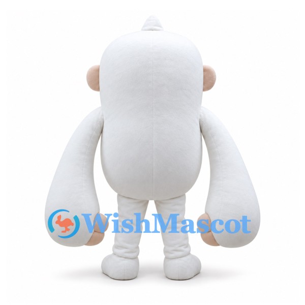 Monkey Mascot Costume in White with Long Arms and Red Cheeks