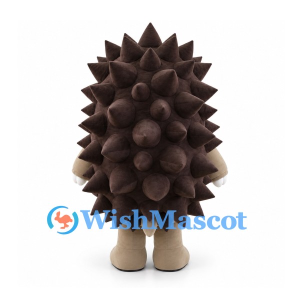 Hedgehog Mascot Costume with Large Brown Spines and Blue Eyes