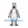 Hippo Mascot Costume in Gray with Yellow Backpack