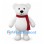 Polar Bear Mascot Costume with Red Scarf and Round Belly