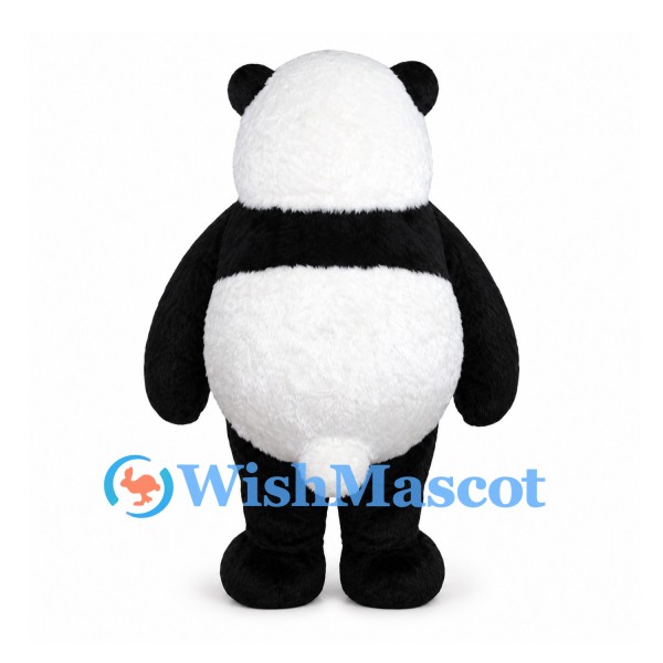 Panda Mascot Costume in Black and White with Round Belly