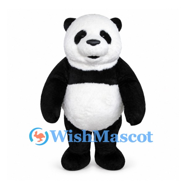 Panda Mascot Costume in Black and White with Round Belly