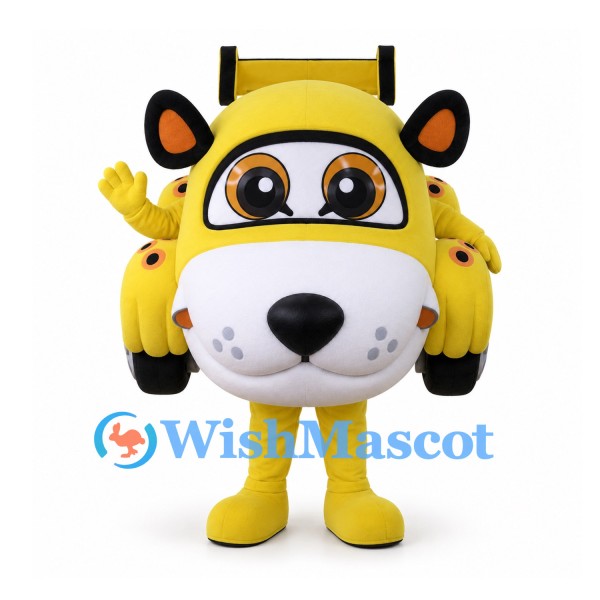 Dog Mascot Costume with Yellow Race Car Body
