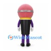 Microphone Mascot Costume with Pink Head and Purple Sleeves