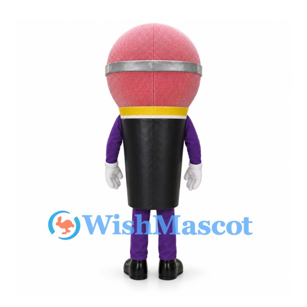 Microphone Mascot Costume with Pink Head and Purple Sleeves