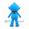 Water Drop Mascot Costume in Blue with Green Scarf