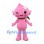 Water Drop Mascot Costume in Pink with Flower and Leaf Scarf
