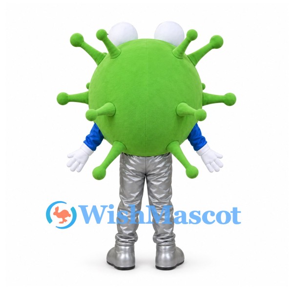 Germ Mascot Costume in Green with Silver Trousers