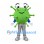 Germ Mascot Costume in Green with Silver Trousers