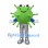 Germ Mascot Costume in Green with Three Eyes and Silver Boots