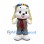 Dog Mascot Costume in White with Aviator Helmet and Red Scarf