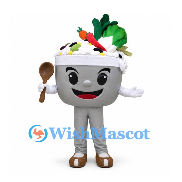 Rice Bowl Mascot Costume with Colorful Vegetables and Spoon