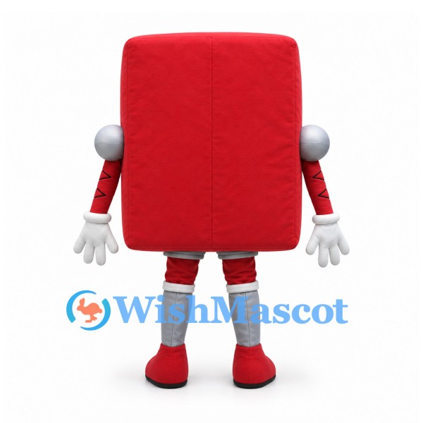 Rectangle Mascot Costume in Red with Silver Joints