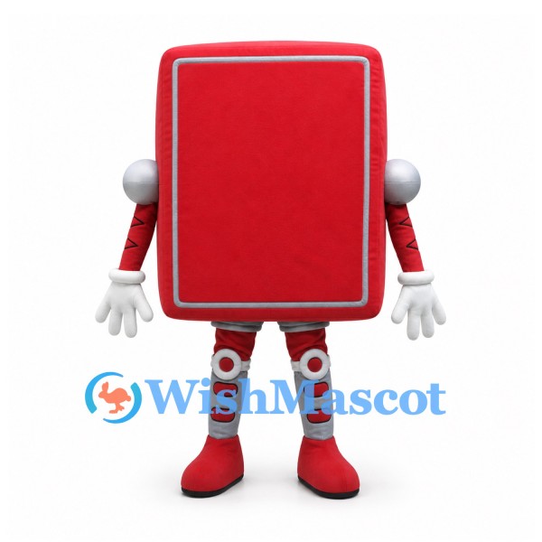 Rectangle Mascot Costume in Red with Silver Joints