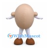 Egg Mascot Costume in Beige with Large White Eyes