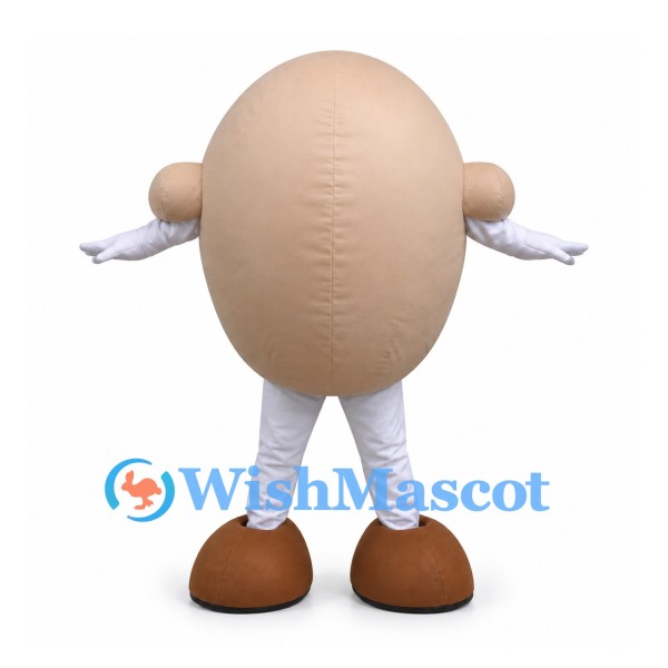 Egg Mascot Costume in Beige with Large White Eyes